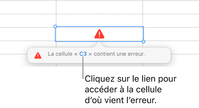 Lien d’erreur de cellule.