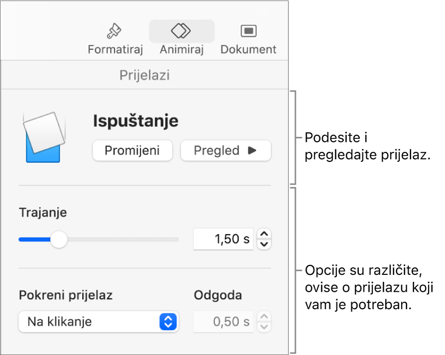 Kontrole prijelaza u odjeljku Prijelazi rubnog stupca.