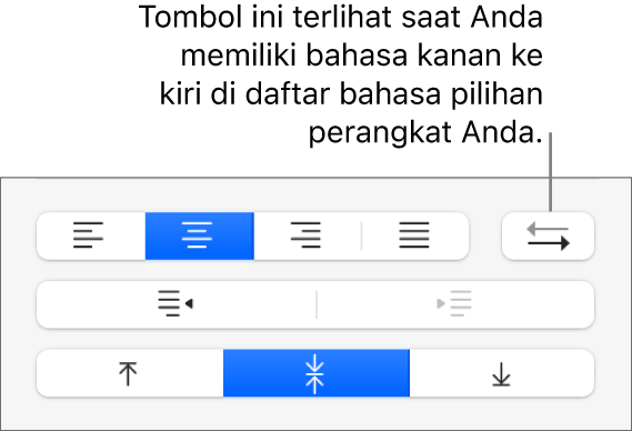 Tombol Arah Paragraf di bagian Perataan pada bar samping Format.