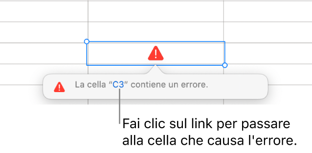 Link all’errore di una cella.