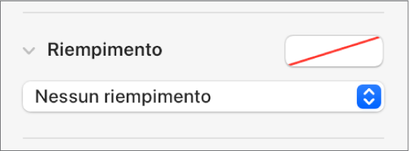 I controlli Riempimento con “Nessun riempimento” selezionato.