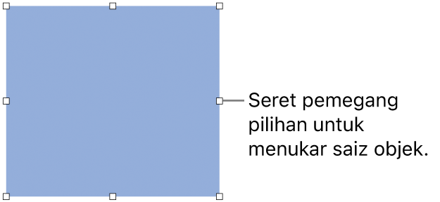 Objek dengan segi empat putih pada jidarnya untuk menukar saiz objek.