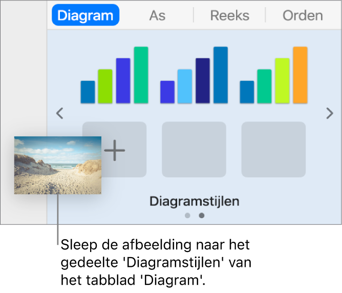 Een afbeelding naar de diagramstijlen slepen om een nieuwe stijl aan te maken.