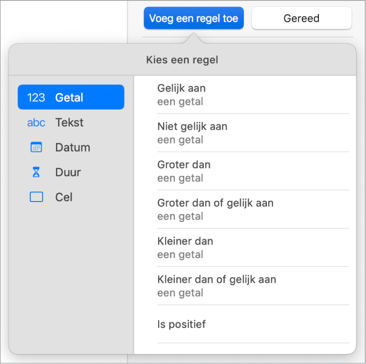 Regelaars voor het instellen van voorwaardelijke markering.