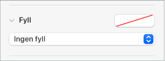Fyll-kontrollene med Ingen fyll markert.