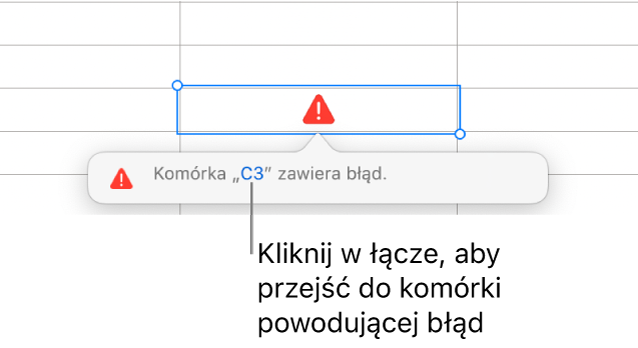 Łącze do komórki z błędem.