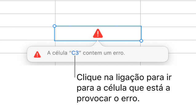 Uma hiperligação de erro da célula.