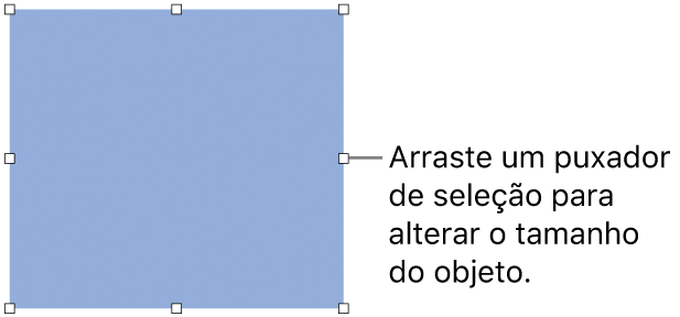 Um objeto com quadrados brancos na sua borda para alterar o tamanho do objeto.