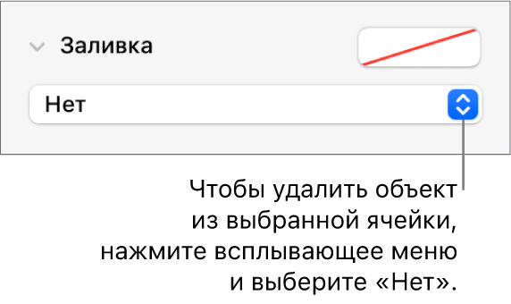 Элементы управления для удаления объекта из выбранной ячейки.
