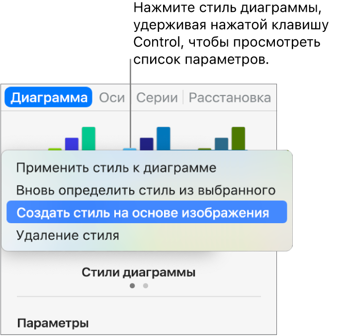 Контекстное меню стиля диаграммы.