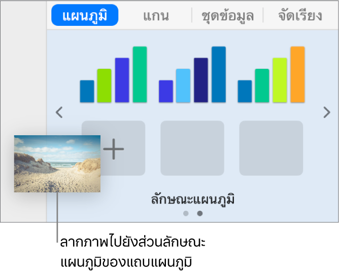 ลากภาพลงในลักษณะแผนภูมิเพื่อสร้างลักษณะใหม่