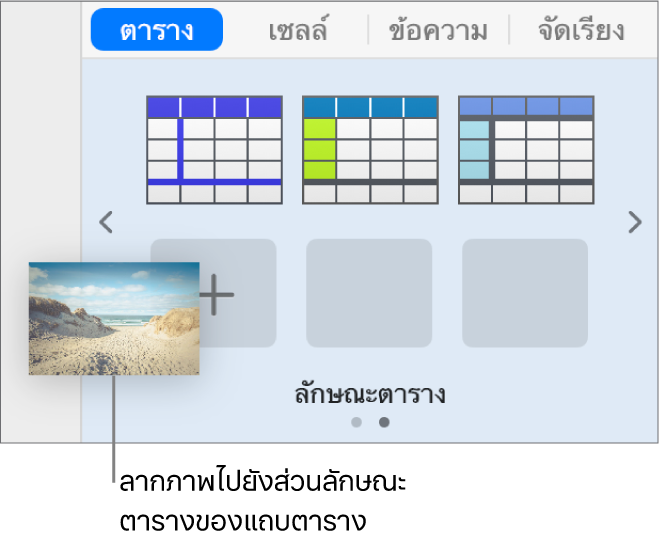 ลากภาพลงในลักษณะตารางเพื่อสร้างลักษณะใหม่