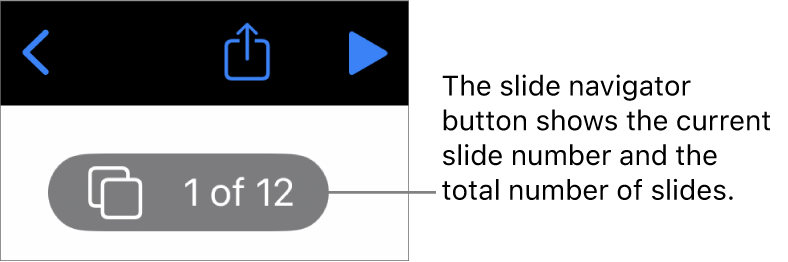 The slide navigator button showing the current slide number and the total number of slides in the presentation.