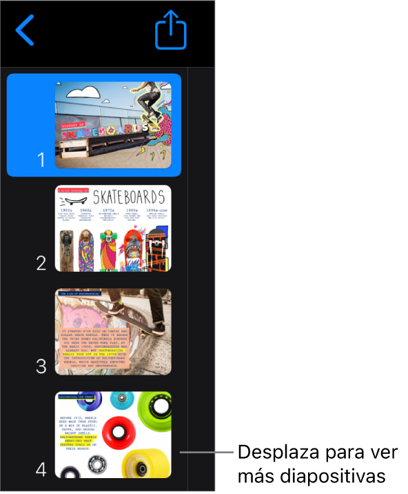 El navegador de diapositivas.
