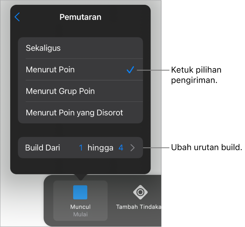Pilihan Pengiriman di panel Mulai.