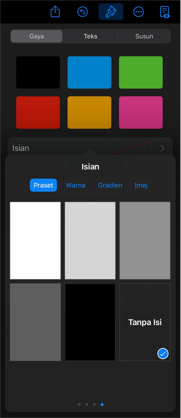 Kawalan Isian dengan Tanpa Isian dipilih.