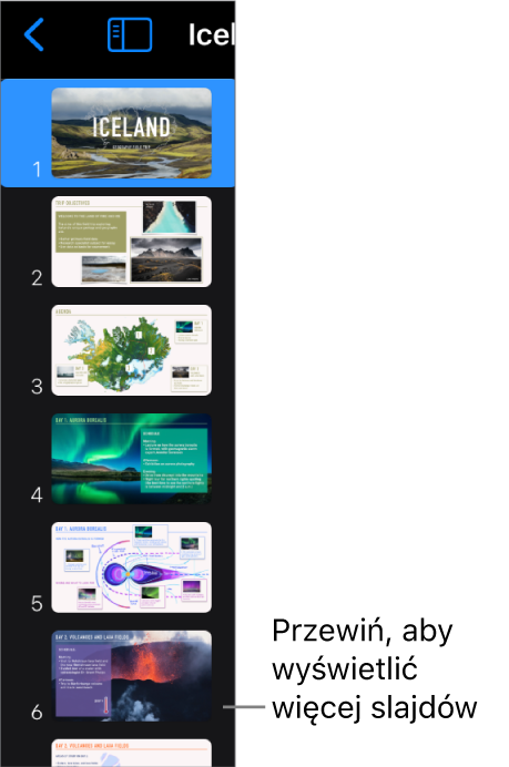 Nawigator slajdów.
