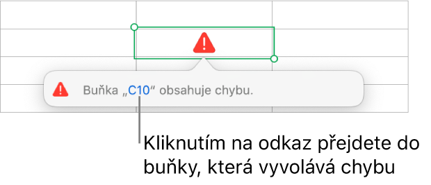 Odkaz na chybu buňky