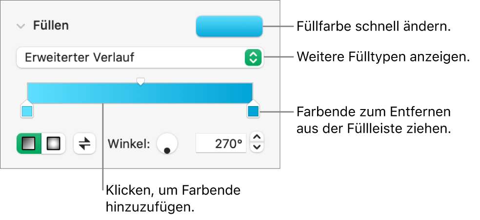 Steuerelemente zum Füllen von Objekten mit Farben