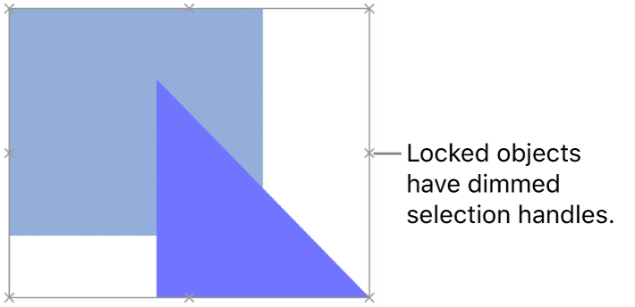 Locked objects with dimmed selection handles.