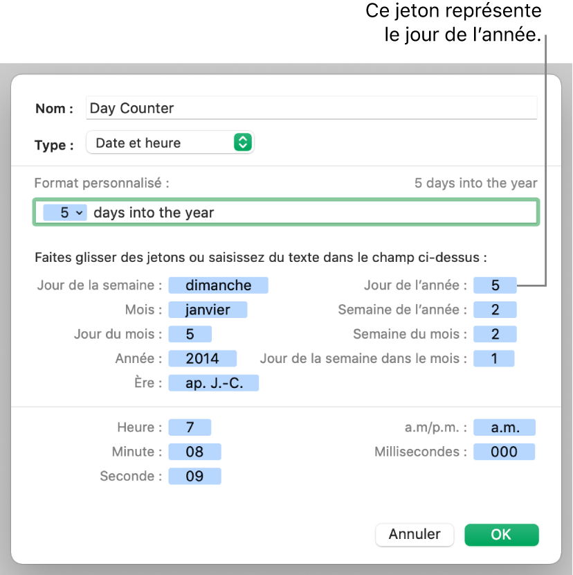 Format de cellule Date et heure personnalisé.