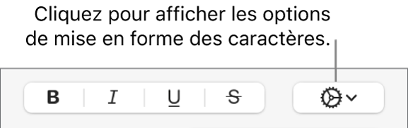 Le bouton Options avancées en regard des boutons Gras, Italique, Souligné et Barré.