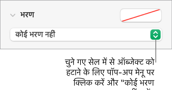 चुने गए सेल से किसी ऑब्जेक्ट को निकालने के लिए नियंत्रण।