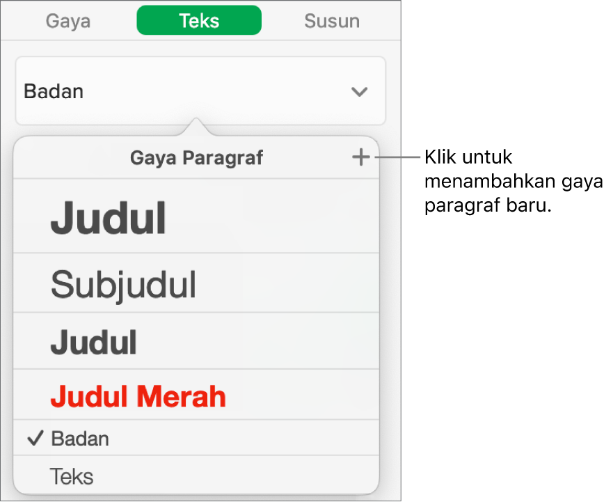 Dialog untuk membuat gaya paragraf baru.