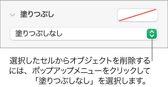 選択したセルからオブジェクトを削除するためのコントロール。