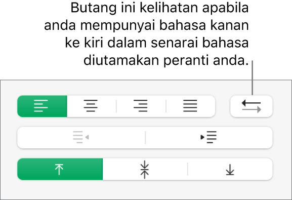 Butang Arah Perenggan dalam bahagian Penjajaran pada bar sisi Format.