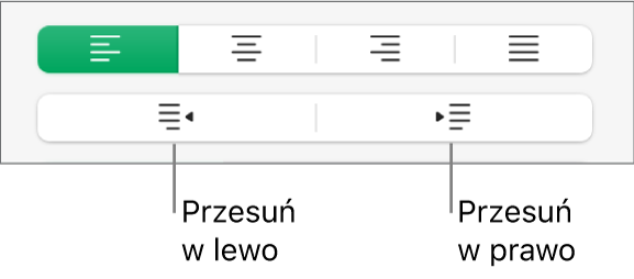 Opcje wyrównywania akapitu.