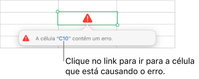 Um link de erro de célula.