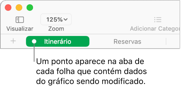 Aba de uma folha com ponto, indicando que uma referência foi feita a uma planilha desta folha no gráfico cujos dados estão sendo editados.