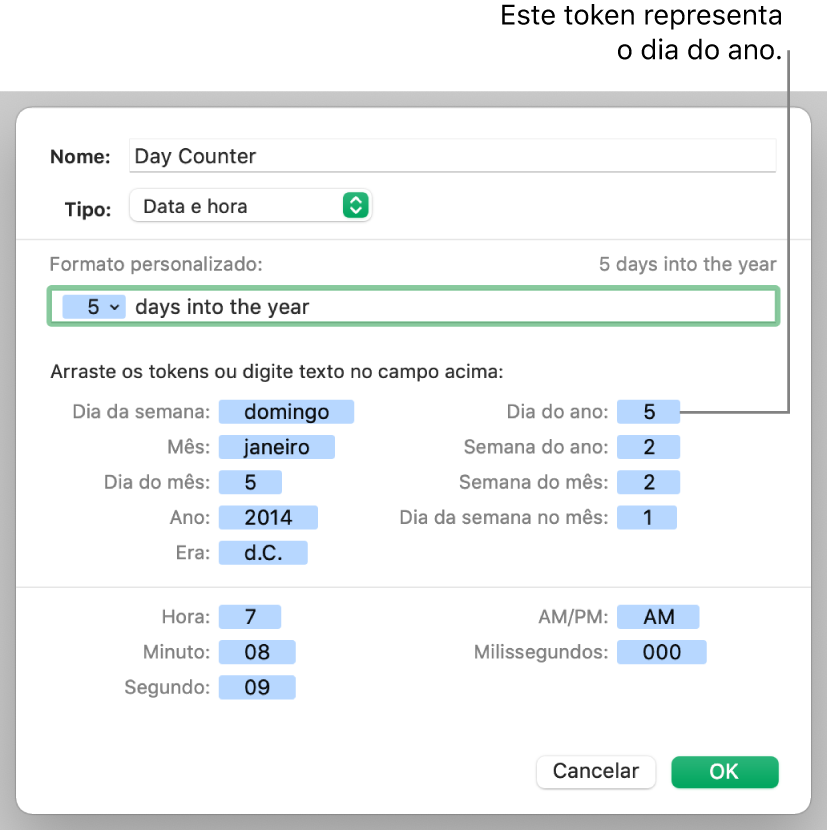 Formato de célula de data e hora personalizada.