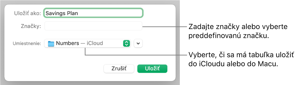 Dialógové okno Uložiť ako.