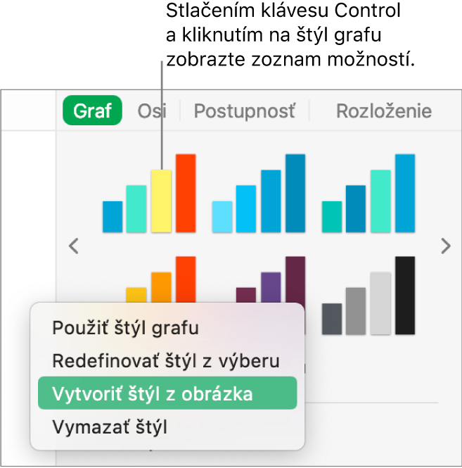 Menu skratiek štýlu grafu.