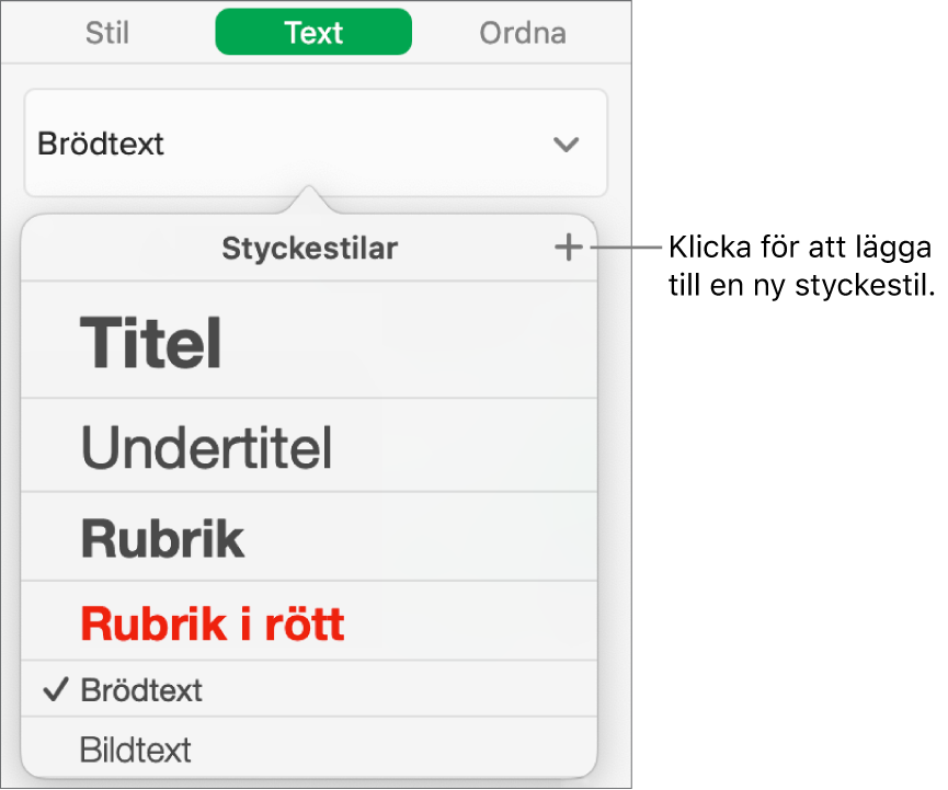 Dialogrutan för att skapa en ny styckestil.