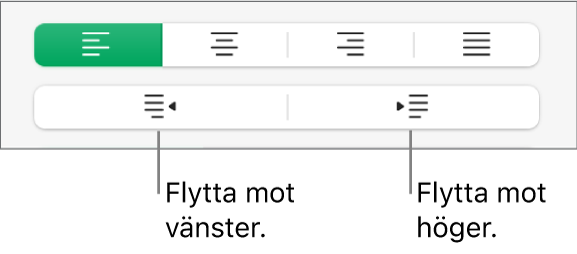 Alternativ för styckejustering.