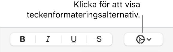 Knappen Avancerade alternativ bredvid knapparna för fetstil, kursiv stil, understrykning och genomstrykning.