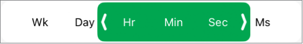 The controls for formatting cells for durations of time.