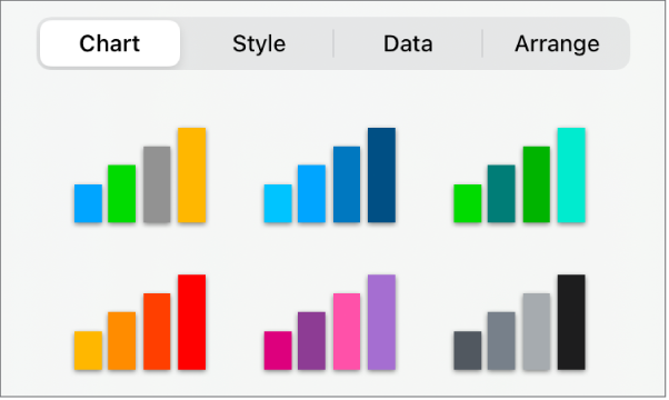 Chart styles in the Chart tab of the Format menu.