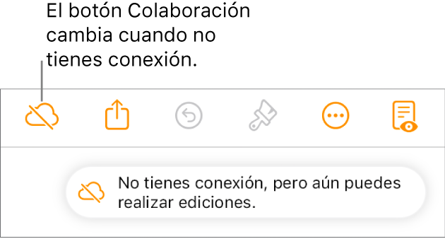 Un aviso en la pantalla dice “No tienes conexión, pero aún puedes realizar ediciones”.