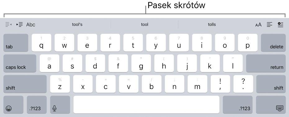 Klawiatura z przyciskami skrótów w rzędzie nad głównym rzędem klawiszy.