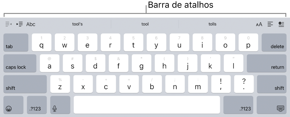 Um teclado com botões de atalho numa linha por cima da linha superior das teclas.