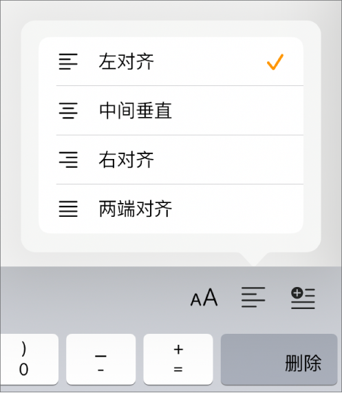 包含用于缩进文本和对齐段落的控制的“格式”栏。