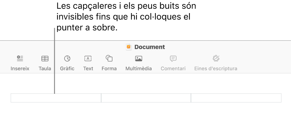 Tres camps de capçalera a sobre del títol d’un document.