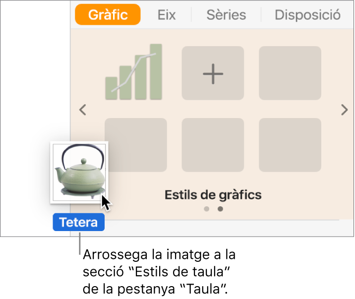Arrossegar una imatge al tauler d’estils de taula per crear un nou estil.