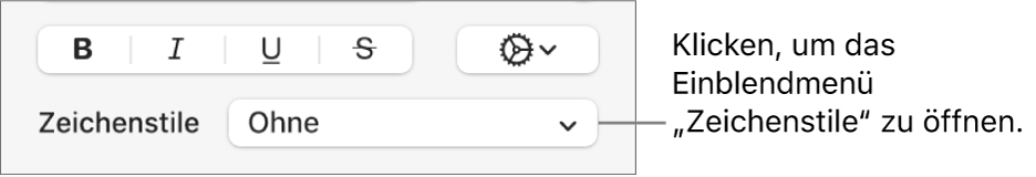 Das Einblendmenü „Zeichenstile“