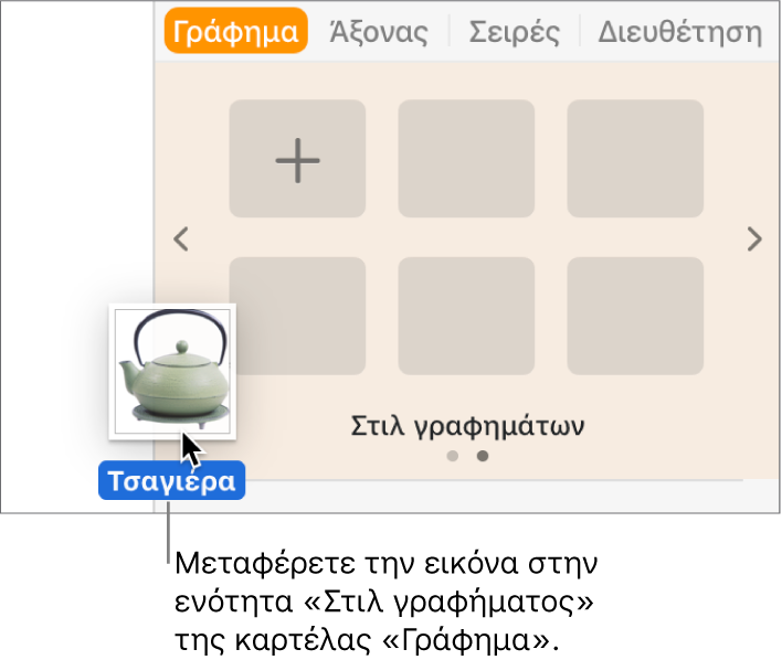 Μεταφορά εικόνας στην ενότητα στιλ γραφημάτων της πλαϊνής στήλης για τη δημιουργία νέου στιλ.