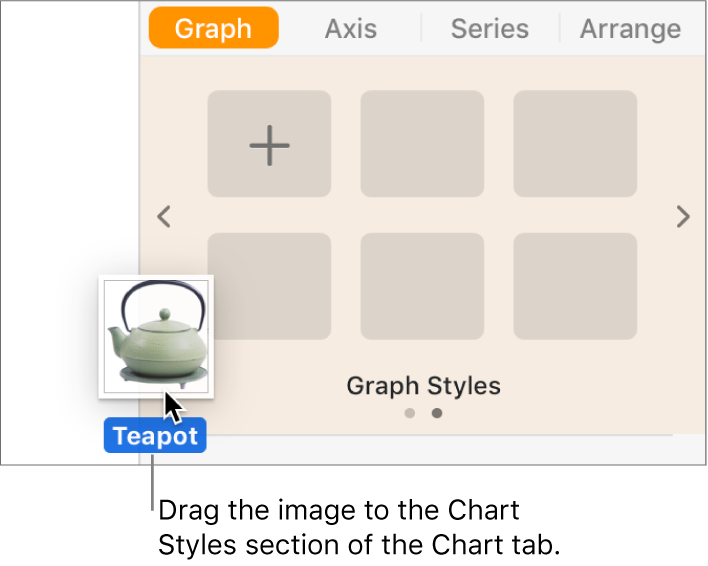 Dragging an image into the graph styles section of the sidebar to create a new style.